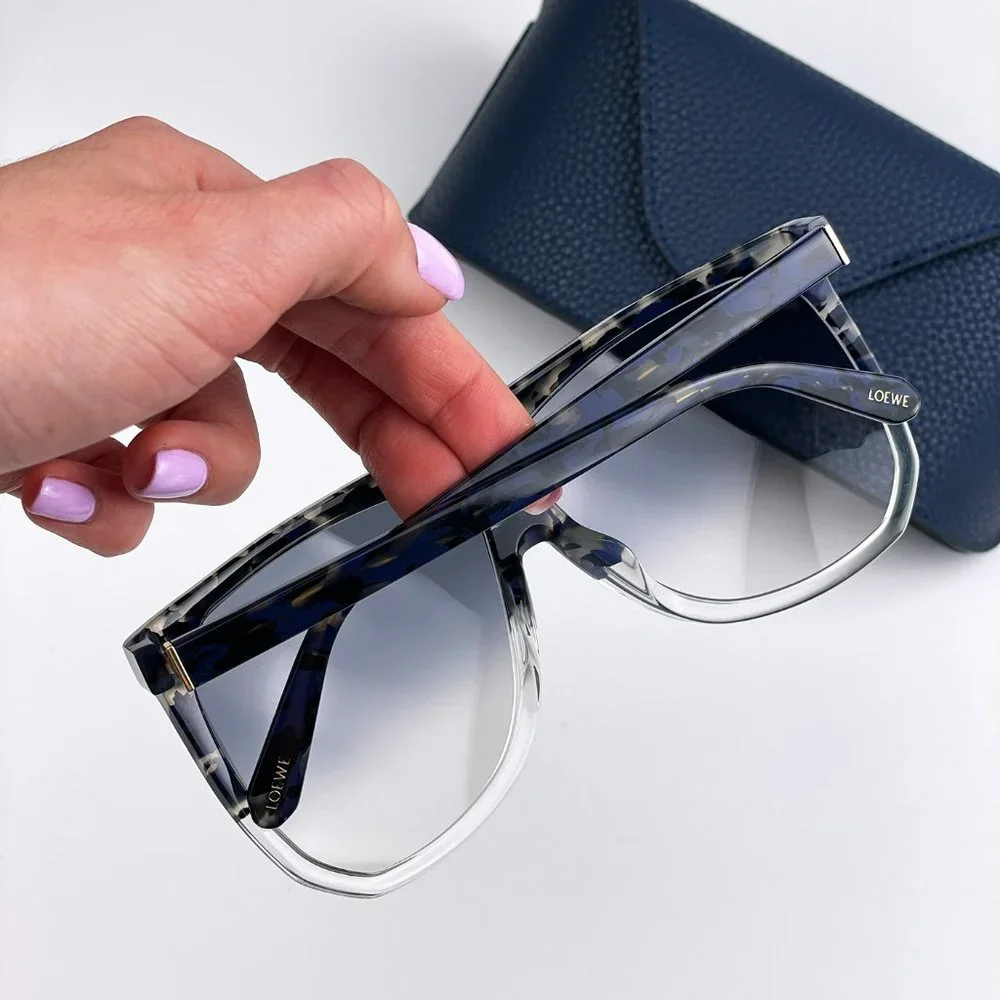 Loewe LW40001F FILIPA 56B Sunglasses Shiny Havana Gradient Smoke Shield Women